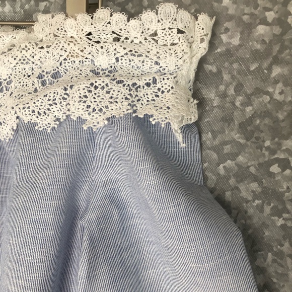 NWOT Zara Contrast Lace Stripe Off Shoulder Top -S - Picture 7 of 8